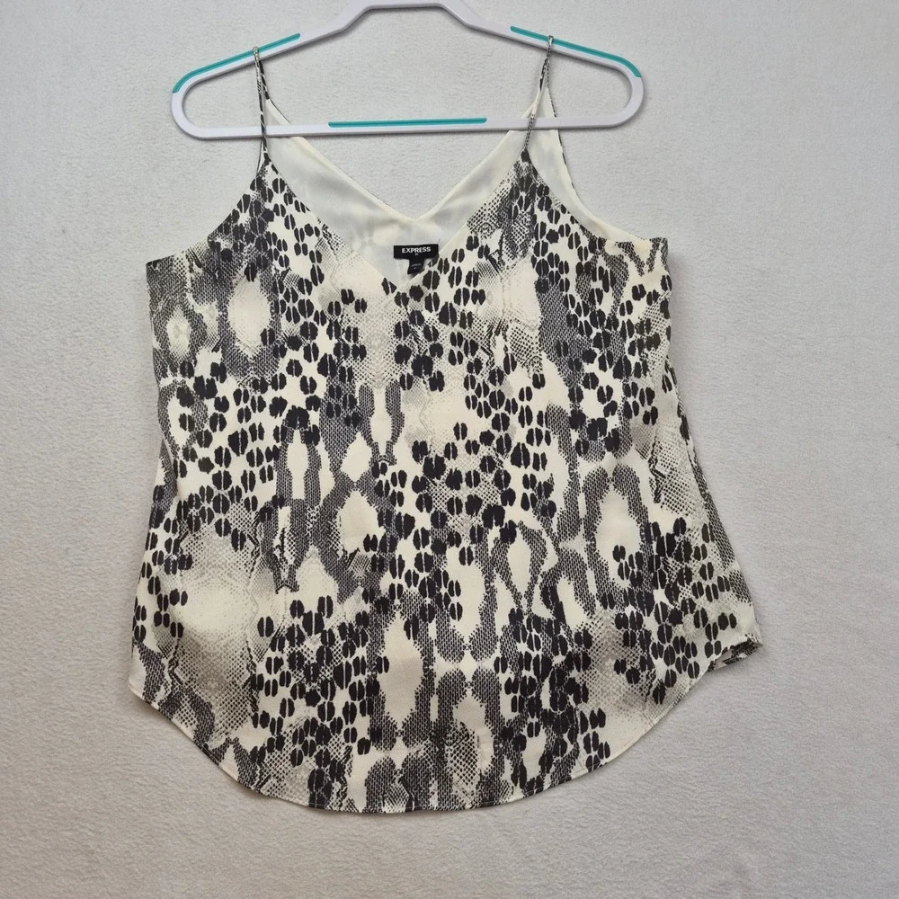 Express Snakeskin Blouse Sleeveless White Gray Tank Top Animal Print Chic Sexy M - Picture 2 of 13